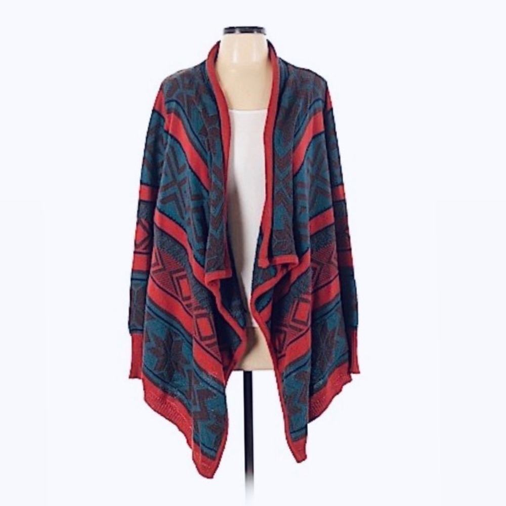 Blu Pepper Siena Orange/Navy Blue Aztec Cardigan